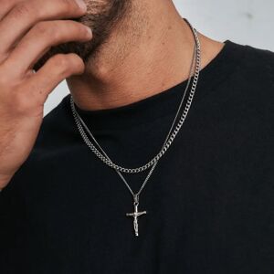 CRAFTD London Make Your Own Set (Silver) - Crucifix + Chain / Cuban 4mm (50cm)