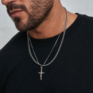 CRAFTD London Make Your Own Set (Silver) - Crucifix + Chain / Cuban 4mm (55cm)