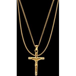 CRAFTD London Make Your Own Set (Gold) - Crucifix + Chain / Wheat 3mm (55cm)