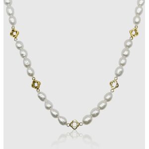 Pearls Clover Real Pearl Necklace (Gold) - One Size - Adjustable