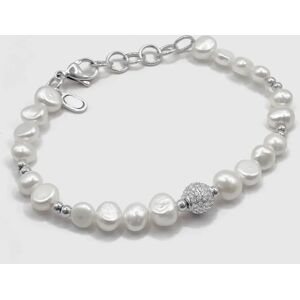 Pearls Iced Beaded Real Pearl Bracelet (Silver)