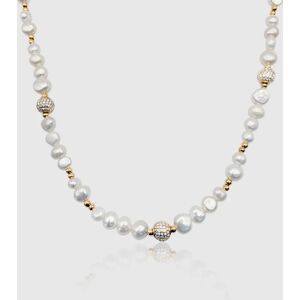 Pearls Iced Beaded Real Pearl Necklace (Gold)