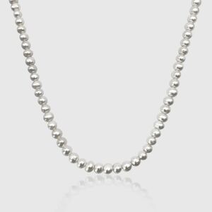 Pearls Rounded Real Pearl Necklace (Silver)