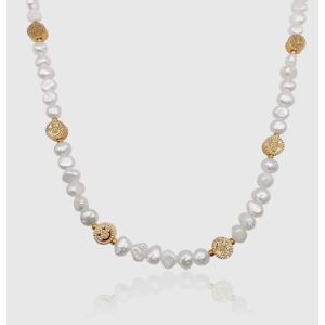 Pearls Iced Smiley Real Pearl Necklace (Gold)