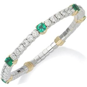 Archive Picchiotti Xpandable 18ct White Gold Emerald and 6.46ct Diamond Bracelet