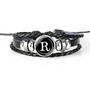 ArmadaDeals Dome Braided Fashion A-Z 26 Letters English Leather Bracelet, Type R
