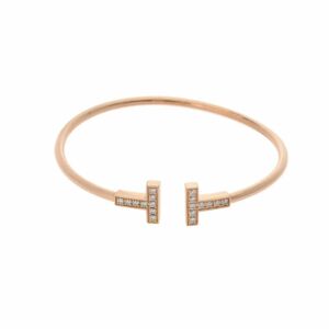 Tiffany & Co. TIFFANY&Co.  T Wire Bracelet Medium Diamond - Women's 18K Rose Gold