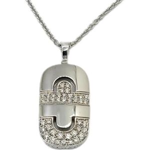 Bulgari Parentesi Necklace K18WG 14.8g Pendant White Gold Diamond Women's Men's Unisex