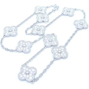 VAN CLEEF & ARPELS Vintage Alhambra Necklace 10 Motifs Diamond VCARA42400 K18WG White Gold 290285