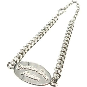 Christian Dior Plate Type Atelier Metal Silver Chain Bracelet