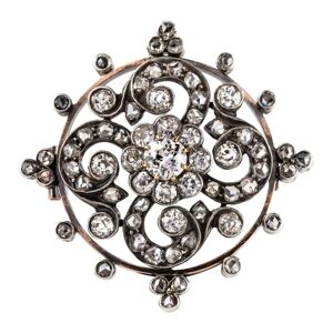 Vintage Antique Diamond Silver Rose Gold Brooch