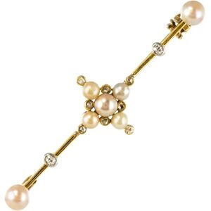 Vintage 19th Century Natural Pearls 18 Karat Yellow Gold Pin Brooch