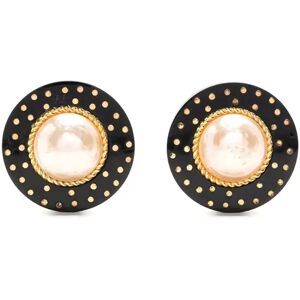 Chanel Studded Bakelite Pearl Clip-on Earrings, Black/Gold PlatedThis item has been used and may have some minor flaws. Before purchasing, please refer to the images for the exact condition of the item.