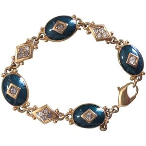 Burberry Vintage s golden gorgeous bracelet with oval emerald green and diamond shape charms with rhinestone crystals