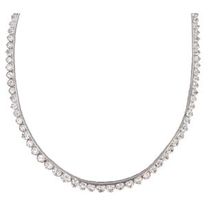 Vintage French 1960s 117 Diamonds Platinum River Necklace