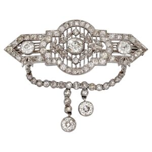Vintage 1920s Diamonds Platinum Lace Brooch