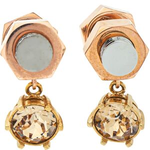 Burberry Two Tone Crystal Nut & Bolt Drop Earrings, Gold