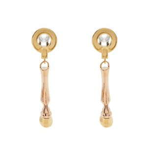 Burberry Two Tone Horse Hoof Drop Clip On Earrings, Gold