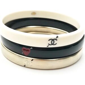 Chanel Gold Ivory Black Love Arrow CC Bracelet Bangle