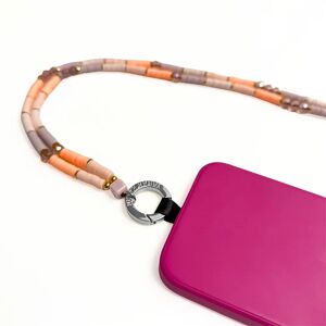 Sarah Haran Accessories Sarah Haran Lotus Beaded Phone Strap - Silver / Mixed Peach - Female