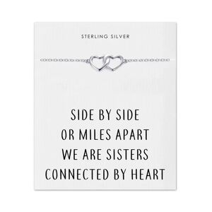 Philip Jones Jewellery Sterling Silver Sister Heart Link Bracelet with Quote Card