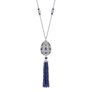 Fabergé Imperial Impératrice 18ct White Gold & Blue Sapphire Tassel Pendant