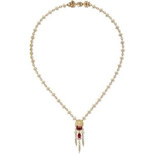 Gucci 18ct Yellow Gold Lion Head Diamond & Tourmaline Necklace