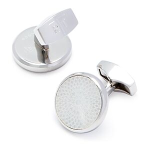 Tateossian Guilloche Mother-of-Pearl Cufflinks  - Stainless Steelmale