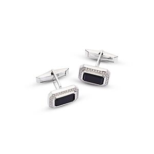 Bloomingdale's Men's Onyx & Diamond Halo Cufflinks in 14K White Gold  - Black/White