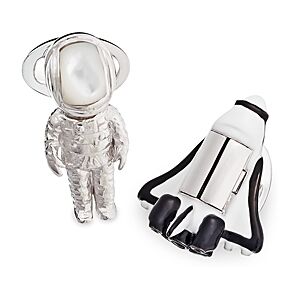 Jan Leslie Astronaut & Rocket Sterling Silver & Mother Of Pearl Cufflinks  - No Colormale