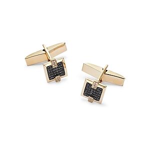 Bloomingdale's Black & White Diamond Cufflinks in 14K Yellow Gold - 100% Exclusive  - Black/Gold