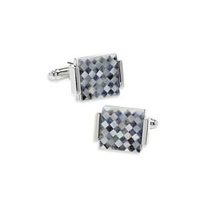 Cufflinks Inc Floating Mother Of Pearl Checkered Square Cufflinks  - Blue - Size: One Sizemale