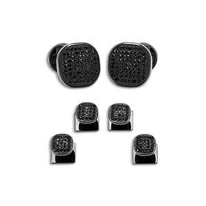 Cufflinks Inc Black Pave Crystal Stud & Cufflink Set  - Black - Size: One Sizemale