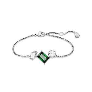 Swarovski Mesmera Clear & Green Mixed Cut Link Bracelet in Rhodium Plated  - Green/Silver