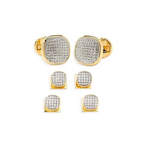 Cufflinks Inc White Pave Crystal Stud & Cufflink Set  - Gold - Size: One Sizemale