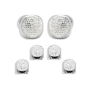 Cufflinks Inc White Pave Crystal Stud & Cufflink Set  - White - Size: One Sizemale