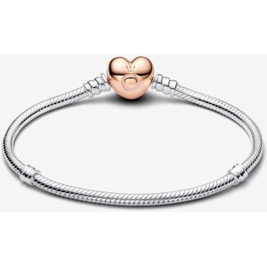 Pandora 580719 19cm - Moments 14K Rose Gold Plated 925 Sterling Silver Bracelet with Heart Clip