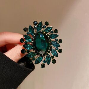 Lvin Retro Green Stone Flower Brooch Pin Ladies Wedding Party Brooch Bouquet Dress Accessories Gift