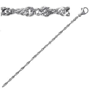 Les Trésors De Lily [K5197] - Silver 'Singapore' Steel Bracelet - 18 cm 2 mm