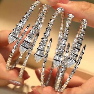 FOXANRY Jewelry Kajia Full Diamond Snake Bone Spirit Snake Bracelet Light Luxury Small and Unique Snake Head Snap Bracelet for Women