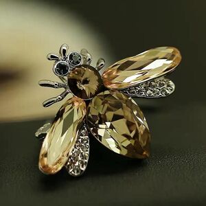 Lvin Cute Big Champagne Bee Brooches Delicate Insect Brooch For Women Pins Party Jewelry Gifts