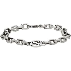 Gucci Silver Chain Interlocking G Bracelet  - 0811 PALL.BLACK PREZ - Size: cm 16 - female