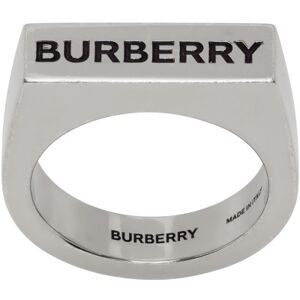 Burberry Silver Logo Engraved Ring  - A1504 VINTAGE STEEL - Size: Medium - male