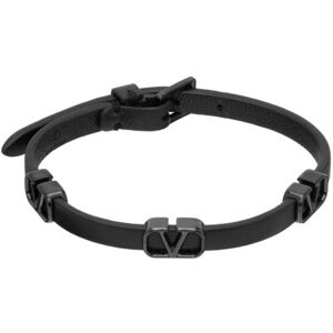 Valentino Garavani Black VLogo Leather Bracelet  - N01 NERO/NERO - Size: UNI - male