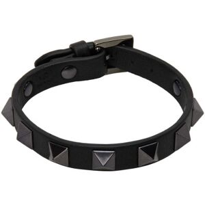 Valentino Garavani Black Leather Rockstud Bracelet  - 0NO NERO - Size: UNI - male