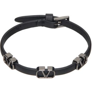 Valentino Garavani Black VLogo Signature Leather Bracelet  - 0NO NERO - Size: UNI - male