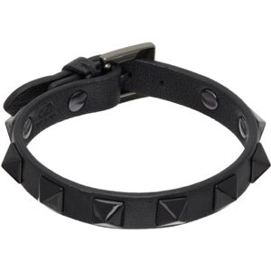 Valentino Garavani Black Rockstud Leather Bracelet  - NERO - Size: UNI - male