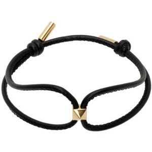 Valentino Garavani Black & Gold Rockstud Leather Bracelet  - NERO/ORO 18 - Size: UNI - male