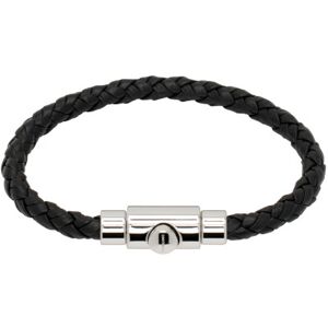 Ferragamo Black Braided Leather Bracelet  - NERO+PLD LUCIDO - Size: UNI - male