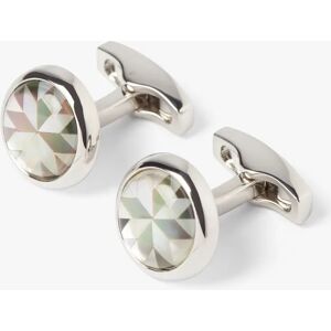 Simon Carter Kaleidoscope Mother of Pearl Cufflinks, White/Grey - White/Grey - Male